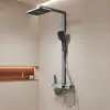 Aluminio Espacial Gris Pistola Cuatro Funciones Presurizada Caliente y Frío Pantalla Digital Luz Ambiental Cabezal de Ducha para Baño del Hogar Fábrica Transfronteriza Venta al por Mayor
