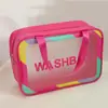 Bolsa de Cosméticos Transparente com Borda Colorida Fosca Personalizada, Simples, Portátil, À Prova d'Água, Necessaire, Cosméticos de Viagem, Armazenamento de Grande Capacidade