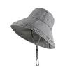 Sombrero de Pescador de Ala Ancha para Mujer, Estilo Coreano a Cuadros Pata de Gallo, Protección Solar, Hace que la Cara se Vea Más Pequeña, Protección UV