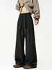 Pantalones holgados de pierna ancha a rayas estilo "old money" talla grande para hombre, pantalones casuales rectos largos de caída estilo americano, otoño