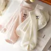 Calcetines Cortos Transpirables Calados Estilo Coreano para Mujer, Verano Malla Fina Rayas Finas Lazo Antiolor Bajos Tipo Barco