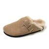 Zapatos Birkenstock Retro de Felpa con Suela Gruesa para Mujer, Nuevo Estilo Otoño e Invierno 2025, Zapatos de Algodón de Piel Perezosa sin Cordones de Punta Cerrada Forrados de Vellón