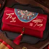 2025 Nuevo Sobre Rojo de Tela Bordada de Alta Gama para Boda Ceremonia del Té Paquete Rojo Especial para Boda