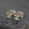 King Ciervo Dorado Plata S925 vintage Plata Tailandesa aretes de moda femeninos plata al por mayor Hombres orejeras de calavera barba larga