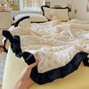 Nuevo Juego de Cama con Colcha de Gasa de Doble Capa para Verano 2026, Cuatro Piezas, Lavable a Máquina, Colcha de Verano con Borde de Encaje, Colcha de Aire Acondicionado