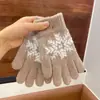 Luvas Estilo Natalino para Homens e Mulheres no Inverno, Luvas de Tricô com Forro de Lã Quente Estilo Japonês Floco de Neve para Ciclismo para Casais com Tela Sensível ao Toque Lã