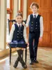 Conjunto de uniforme escolar estilo británico para niños, uniforme de clase de actuación de escuela primaria, vestido de jardín de infantes para niños y niñas, atuendo formal para actuación de coro del Día del Niño