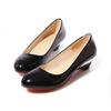 2026 Primavera e Outono Novo Estilo Salto Anabela Sapatos Femininos de Salto Baixo Verniz Boca Rasa Tamanho Grande Comércio Exterior Sapatos Femininos Dropshipping de Uma Peça