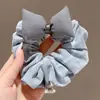 Estilo universitário estilo coreano xadrez laço azul elástico de cabelo tipo intestino grosso para mulheres toque de alta qualidade elástico de cabelo rabo de cavalo baixo coque acessórios de cabelo