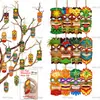 Conjunto de Totens Tiki de Madeira 2D Planos com 12 Peças para Casa, Escritório, Sala de Aula, Festa, Decorações de Férias de Verão, Enfeites de Pendurar