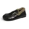 Mocasines Peludos para Mujer 2026 Otoño Invierno Estilo Caliente sin Cordones Suela Suave Cálidos Estilo Coreano Gorros Zapatos de Algodón Zapatos Pequeños de Cuero Peludos