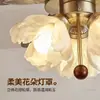 Ventilador de Techo con Luz Estilo Retro Americano para Restaurante, Ventilador de Techo para Sala de Estar con Luz Integrada, Decoración de Flor Silenciosa, Iluminación de Ventilador para Dormitorio del Hogar