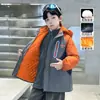 Chaqueta de Esquí 3 en 1 para Niños Ropa de Abrigo Estilo Otoño/Invierno Gruesa con Capucha Cortavientos Cálida para Niños Medianos/Mayores Traje de Esquí para Exteriores Masculino