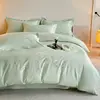 Juego de cuatro piezas de algodón 100% clase A, funda de edredón bordada auténtica, sábana de color liso, juego de ropa de cama de tres piezas para dormitorio
