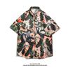 Camisa vintage estilo Hong Kong com flores, masculina, verão 2023, novo estilo, design, senso de nicho, solta, tailandesa, manga curta, top da moda