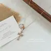 Collar Colgante de Estrella Cruzada Estilo Coreano de Moda Esmalte Gota de Aceite Diamante Brillante Simple Cadena de Clavícula Única de Nicho para Mujeres
