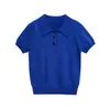 Aliexpress Wholesale 2025 Autum New European and American Cross-Border Women's Fashion Polo Collar Short-Sleeved Knitted Casual Shirt