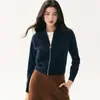 Nueva colección de otoño e invierno: Cárdigan corto, ajustado, con cremallera, mangas raglán, bolsillos y diseño de color liso, un suéter de punto de cachemira moderno y versátil