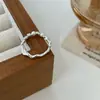 Anillo de perla de plata esterlina S925 con forma irregular y roto para mujer, diseño de nicho, ligero, de lujo, para dedo índice, estilo frío único, alto