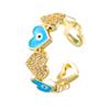 Anillo de oro de 18 quilates con microincrustaciones de circonitas, estilo transfronterizo, con forma de corazón y abertura para los ojos.