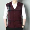 Amazon ropa de hombre transfronteriza otoño e invierno chaleco cárdigan para hombre chaleco suéter nueva chaqueta de punto a rayas