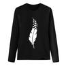 Sudadera Holgada Estampada de Primavera 2023 Cuello Redondo Manga Larga de Algodón Base Fresca Dulce Manga Larga Negra