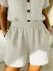 2026 Europeu e Americano Transfronteiriço Verão Site Independente Amazon Novo Cor Sólida Bolso Casual Confortável Algodão e Linho Shorts Femininos