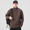 Suéter de punto grueso para hombre con cuello alto y media cremallera, corte holgado, temporada Otoño/Invierno 2026, alta gama, cálido