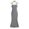 Menina quente com almofada peito sexy sem costas cruz rabo de peixe vestido longo mulheres verão novo slim-fit sling vestido mulheres