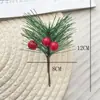 Decoraciones artificiales de Navidad con agujas de pino y bayas rojas, adornos de plantas artificiales festivos transfronterizos, accesorios de piñas y bayas