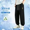 Pantalones de Seda de Hielo de Secado Rápido de Nuevo Estilo para Hombre, Pantalones Deportivos Casuales Holgados Estilo Americano, Pantalones Jogger Ligeros Harem Cortos