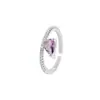 Anillo de gota de perfume de circón morado, Anillo índice de lujo ligero exquisito, Anillo de cadena de circón morado suave vintage, Artículo popular de transmisión en vivo
