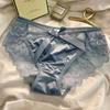 Pantis de Encaje para Mujer, Estilo Puro y Atractivo, Seda Helada Transpirable para Verano, Braguitas Triángulo con Lazo, Ropa Interior Fina de Cintura Media