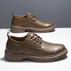 Sapatos Casuais de Couro Masculinos Transfronteiriços 2026 Novo Modelo Estilo Britânico Cano Baixo com Cadarço Solado Macio Confortável Versátil Tendência Sapatos Masculinos