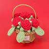 Cesta de Flores de Rosa Multicabezal Tejida Transfronteriza con Hilo Xuefei Ganchillo Adornos de Rosa Hechos a Mano Regalo para el Día de San Valentín Chino