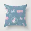 Suministro directo de fábrica funda de almohada creativa cuadrada de dibujos animados de unicornio linda funda para cojín de respaldo de sala de estar dormitorio del hogar