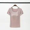 Camiseta de manga corta push-up modal con almohadilla para el pecho BRA-t sin sujetador de media manga con copa de cinco dedos Pijama de puesto Base