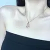 Collar Colgante de Calabaza Rosa con Diamantes Elegante Retro Nuevo Estilo Chinoiserie Lujo Elegante Gama Alta Cadena para Clavícula Estilo Ins para Mujeres