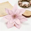 Decorações de Flor de Natal em Veludo, Pétalas Multicamadas com Estames Dourados, Decoração para Festa de Feriado em Casa, Várias Cores Disponíveis