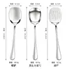 Set de cuchara y espátula de acero inoxidable 410 1010 para servicio transfronterizo en stock, cuchara de servir de autoservicio y espátula coladora para herramientas de cocina caseras y de restaurante