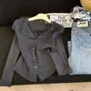 "3.16/Colección de Primavera Nueva" Cárdigan Suave de Punto para Mujer Xuan Xiao Jie con Encaje Fruncido en V