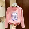 Camiseta de manga comprida para meninas 2026 nova coleção de outono camiseta básica infantil roupa íntima casual top de algodão puro para meninas pequenas início do outono