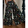 Pantalones Florales de Hada de Verano 2026 para Mujer Cintura Alta Sueltos Delgados Pierna Ancha Fluidos Adelgazantes Versátiles Rectos Largos