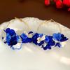 Estilo Vacaciones en la Playa Pendientes Flor de Pétalo de Círculo Grande Bohemios Versátiles Dulces Geométricos Pendientes de Flor de Tela para Mujer