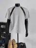 Chegada de Verão 2025 Moda Masculina Marca Estilo Americano Design Solto Senso de Estilo Cinza Adolescente Gola Redonda Manga Curta Roupas da Moda