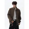 Nueva chaqueta casual de gamuza para otoño, suelta, moderna y versátil, estilo retro americano y de Hong Kong, chaqueta elegante para hombre con cuello alto