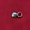 Pingente de flor de pêssego em prata pura S925, acessório de pulseira de cristal para mulheres, acessório de joia de miçangas DIY, flor de pêssego