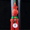 Colgante Rojo de Cinabrio para Coche para Navegación Fluida y Viajes Seguros, Colgante de Coche con Calabaza, Loto, Buda y Guanyin
