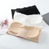 Top de Tubo Antiexposición de Seda de Hielo de una Pieza con Almohadillas en el Pecho, Hermoso Diseño en la Espalda, Sujetador sin Tirantes con Cierre de Gancho y Ojal para Mujeres