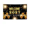 Tela de fondo Feliz Año Nuevo 2027 Tela colgante temática de Año Nuevo Europeo y Americano Pancarta de celebración de festival